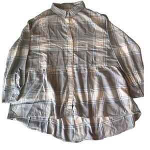 American Eagle oversized Baby doll Plaid Shirt size M